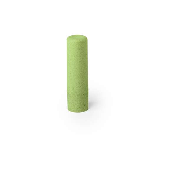 Barra de bálsamo labial de línea nature, fabricada en fibra de bambú. Tipo SPF15, con aroma vainilla y disponible en colores natural y verde eco.