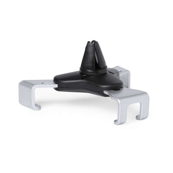 Ingenioso soporte para smartphone de diseño minimalista y especialmente diseñado para smartphones tamaño XXL. Con sistema de fijación universal que se activa por el propio peso del teléfono, ajustando las pinzas de agarre una vez que se sitúa el dispositivo en el soporte. Para rejilla de ventilación del automóvil y con frontal especialmente diseñado para marcaje en tampografía.