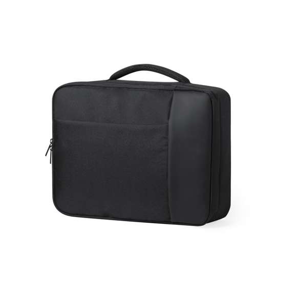Mochila portadocumentos en combinación de resistente poliéster 300D con detalles en polipiel. De diseño urbano, compartimento principal con cierre de cremallera de doble tirador y bolsillo acolchado para portátil de hasta 15 pulgadas. Con cintas de hombros y espalda acolchadas, de ajuste regulable. Con accesorio para ajuste en trolley y bolsillo para ocultar las cintas de la espalda cuando se usa como portadocumentos.