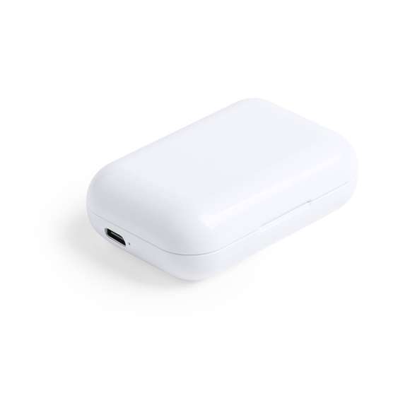 Auriculares intraurales en elegante acabado blanco y conexión Bluetooth® 5.0. De diseño ergonómico, incluyen botón de control táctil integrado en el auricular, con base de carga a juego. Función manos libres y recargables, con cable micro USB incluido. Presentados en estuche individual de lujo con tapa de bisagra y en atractiva caja de diseño.