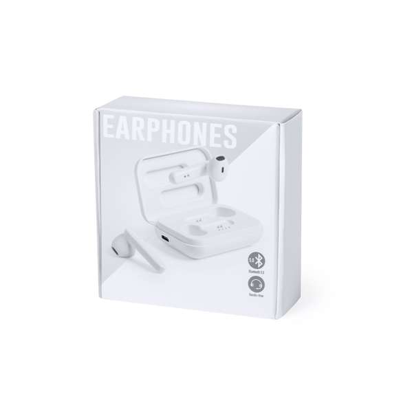 Auriculares intraurales en elegante acabado blanco y conexión Bluetooth® 5.0. De diseño ergonómico, incluyen botón de control táctil integrado en el auricular, con base de carga a juego. Función manos libres y recargables, con cable micro USB incluido. Presentados en estuche individual de lujo con tapa de bisagra y en atractiva caja de diseño.