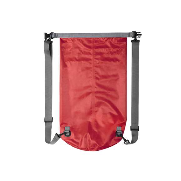 Mochila impermeable de gran capacidad (20l), fabricada en resistente ripstop. Con cierre de seguridad, asa con hebilla de ajuste, mosquetón, y cintas ajustables. Disponible en variada gama de colores brillantes.