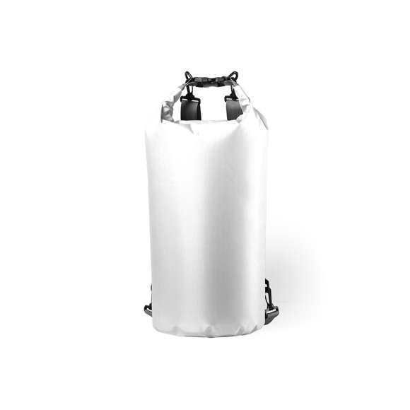 Mochila impermeable de gran capacidad (20l), fabricada en resistente ripstop. Con cierre de seguridad, asa con hebilla de ajuste, mosquetón, y cintas ajustables. Disponible en variada gama de colores brillantes.