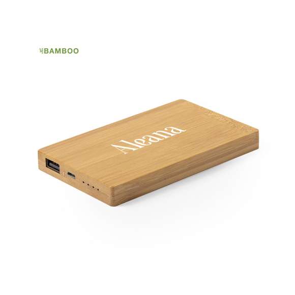 Batería auxiliar externa de línea nature, con carcasa en bambú procedente de cortes naturales. 5.000 mAh de capacidad de carga e indicador de estado de carga. Salida USB y entrada Micro USB -cable incluido-. Con amplia superficie de marcaje y presentado en atractiva caja de diseño eco. Las capacidades mostradas en todas nuestras baterías auxiliares externas son reales, incorporando todas ellas baterías de grado A y no recicladas, con una vida útil de al menos 500 ciclos de carga y según normativa CE. Además, están fabricadas conforme a los estándares RoHS y en cumplimiento con los siguientes requisitos de seguridad: Sistema de protección contra sobrecarga del power bank. Sistema de protección contra descarga completa que proporciona una mayor durabilidad del power bank. Sistema de bloqueo para evitar cortocircuitos. Sistema de transferencia de carga constante, acorde con la capacidad del dispositivo de destino.