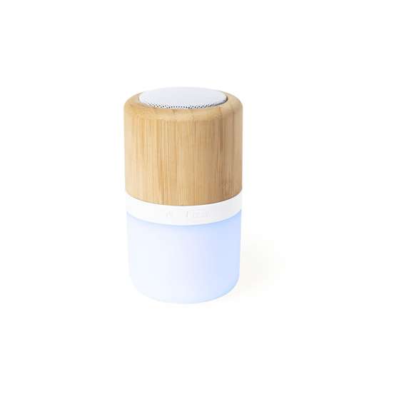  	Altavoz de línea nature, con tecnología Led Inteligente y conexión Bluetooth® 5.0. Hecho en bambú procedente de cortes naturales. 3W de potencia, con dos posiciones de luz multicolor y recargable mediante cable USB -incluido-. Presentado en atractiva caja de diseño eco.