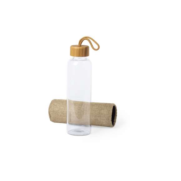 Bidón de línea nature en combinación de materiales bambú y cristal. 500 ml de capacidad, con tapón a rosca en bambú y funda en acabado de inspiración eco. Asa de transporte en color nature y presentado en atractiva caja de diseño eco. Disponible manual de instrucciones en español e inglés.