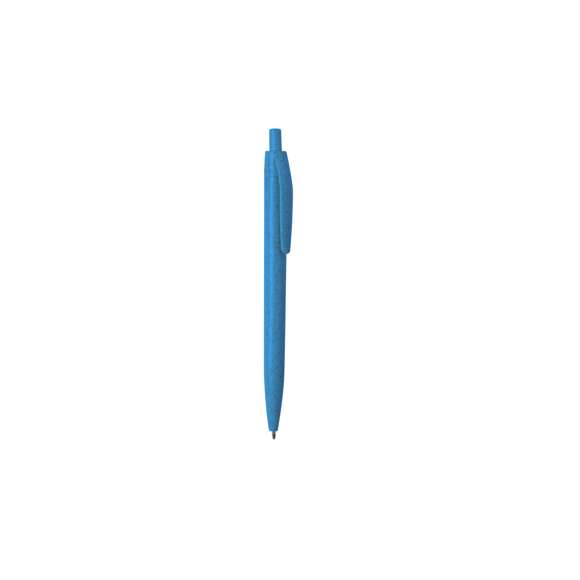 Bolígrafo con mecanismo pulsador de línea nature. Cuerpo y accesorios en caña de trigo, para así fomentar la utilización de materias primas naturales y reducir las emisiones contaminantes. Tinta azul.