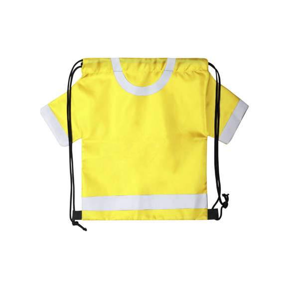 Original y divertida mochila de cuerdas para adulto en forma de camiseta. En suave poliéster 210D, con cuerdas autocierre en color negro y esquinas reforzadas. disponible en variada gama de colores intensos.