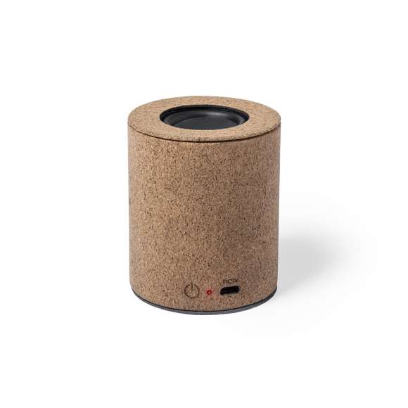  	Compacto altavoz de línea nature y conexión Bluetooth® 5.0. Carcasa en corcho natural, para así fomentar la utilización de materias primas naturales y reducir las emisiones contaminantes. Ofrece 3W de potencia, con cable micro USB incluido y base antideslizante en terciopelo. Presentado en atractiva caja de diseño eco. Disponible manual de instrucciones en español e inglés.