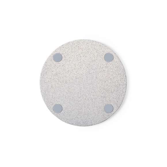 Cargador inalámbrico 10W de línea nature y diseño circular. Carcasa en combinación de materiales corcho natural y caña de trigo. Incluye cable micro USB de 1 metro de largo, con indicador de estado de carga y compatible con dispositivos equipados con tecnología de carga inalámbrica. Amplia superficie de marcaje y presentado en atractiva caja de diseño eco.