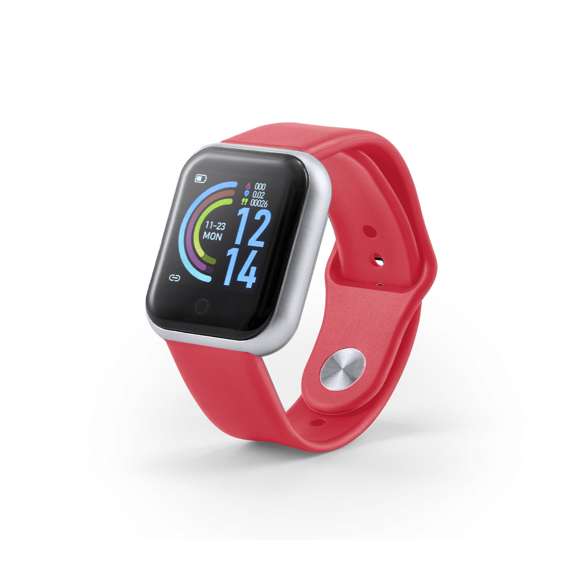 Reloj inteligente multifunción de diseño casual, con conexión Bluetooth®. Elegante caja con correa en material TPU y pantalla LCD táctil integrada de 1,44 pulgadas, que lo convierten en el gadget perfecto para todo tipo de actividades deportivas, de ocio y para el día a día.  Con funciones monitor de frecuencia cardíaca, presión arterial y oxígeno en sangre, monitor de sueño, cámara remota, alarma, antipérdida y podómetro.  Resistente a salpicaduras de agua, con APP disponible para iOS y Android. Presentado en atractiva caja de diseño. Disponible manual de instrucciones en español e inglés.