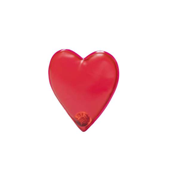 Parche térmico con diseño corazón. Reutilizable y con efecto calor de duración prolongada. Se activa doblando la chapa metálica para que el parche se endurezca y se caliente. Para reutilizar, se calienta agua en un recipiente con el parche dentro hasta que el gel interior vuelva a su estado líquido, presionando la chapa metálica de nuevo. Disponible manual de instrucciones en español e inglés.