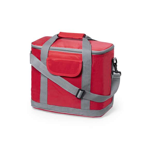  	Nevera todoterreno en resistente poliéster 420D, con compartimento principal de cierre de cremallera y bolsillo en parte frontal con cierre de velcro. Interior isotermo en PEVA, con cinta para hombro ajustable y mosquetón de enganche. Resistencia hasta 8kg de peso.