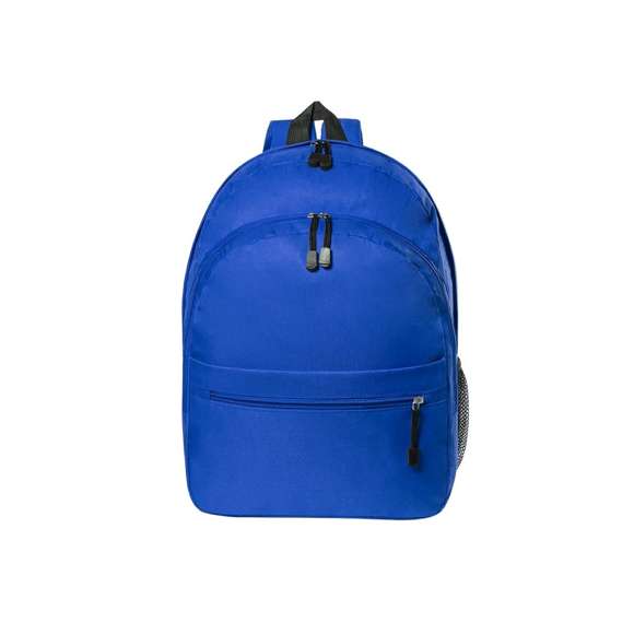  	Mochila en resistente poliéster 600D de desenfadado diseño en variada gama de colores. Dos compartimentos principales con cierre de cremallera y bolsillo en frontal. Redecilla lateral de fácil acceso, tiradores con cinta para fácil apertura y accesorios en color negro. Espalda acolchada y cintas de hombros ajustables con acolchado.