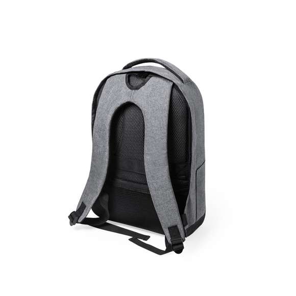 Mochila de negocios antirrobo de línea nature y en resistente 600D RPET efecto melange, elaborado a partir de plástico reciclado para así fomentar la reutilización de residuos plásticos y contribuir a la sostenibilidad del planeta.Detalles en negro y base reforzada. Incluye bolsillo antirrobo para guardar objetos de valor. Bolsillo exterior de cremallera, con dos compartimentos interiores acolchados para ordenador portátil de hasta 15 pulgadas y tablet de hasta 12 pulgadas. Cintas de hombros y espalda con acolchado ergonómico y distintivo RPET en etiqueta exterior.