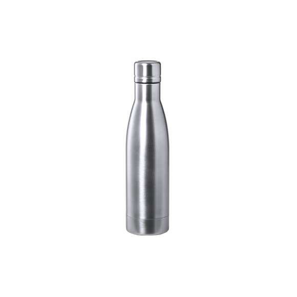 Bidón térmico de acero inox con doble capa de 500ml. Fabricado con doble capa y aislamiento de cobre al vacío, permitiendo mantener el calor y el frío durante un tiempo prolongado, llegando a las 12 y 48 horas respectivamente. Con tapón a rosca para un sellado perfecto. En acabado metalizado y disponible en amplia gama de colores. Presentado en atractiva caja de diseño.