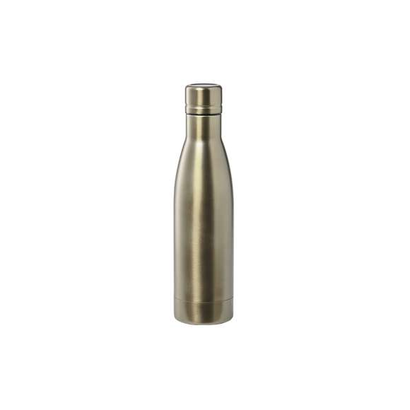 Bidón térmico de acero inox con doble capa de 500ml. Fabricado con doble capa y aislamiento de cobre al vacío, permitiendo mantener el calor y el frío durante un tiempo prolongado, llegando a las 12 y 48 horas respectivamente. Con tapón a rosca para un sellado perfecto. En acabado metalizado y disponible en amplia gama de colores. Presentado en atractiva caja de diseño.
