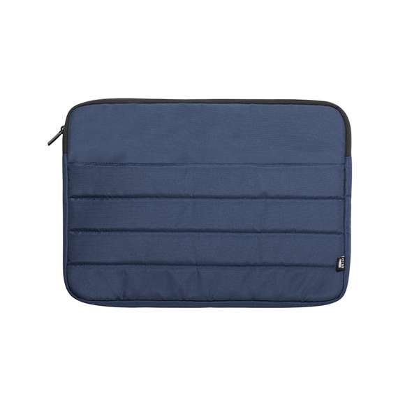 Funda para ordenador portátil de línea nature y acolchado total, para portátiles de hasta 15 pulgadas. Fabricada en resistente RPET 300D elaborado a partir de plástico reciclado, para así fomentar la reutilización de residuos plásticos y contribuir a la sostenibilidad del planeta. Bolsillo principal con cierre de cremallera y tirador metálico. Distintivo RPET en etiqueta.