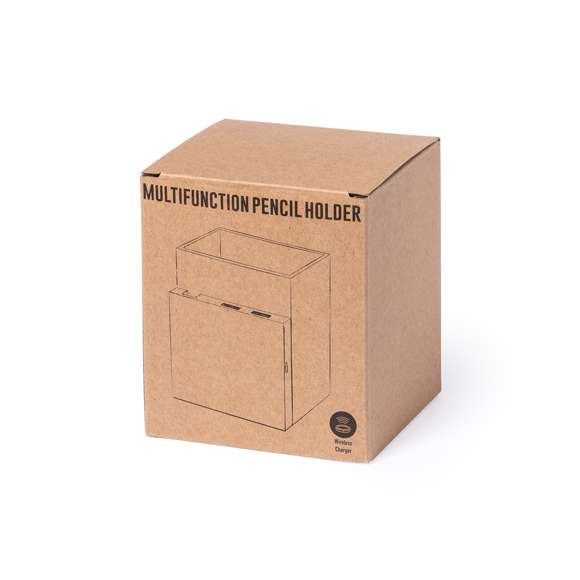 Lapicero multifunción 4 en 1 de línea nature fabricado en cartón reciclado, contribuyendo a la conservación de los bosques y reduciendo considerablemente la huella de carbono.  Con funciones lapicero, soporte para smartphone, cargador inalámbrico y puerto USB (2xUSB 2.0). Diseño plegable con ajuste magnético. Compatible con smartphones con tecnología de carga inalámbrica. Incluye cable micro USB en color blanco de 1 metro de largo. Presentado en atractiva caja de diseño eco, con manual de instrucciones en español e inglés.