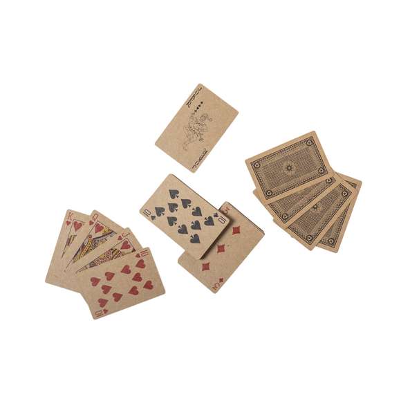 Set de juegos de línea nature. Incluye baraja de naipes francesa en cartón reciclado y dominó en madera. Set presentado en estuche de madera con compartimentos individuales para cada juego y tapa con apertura deslizante.
