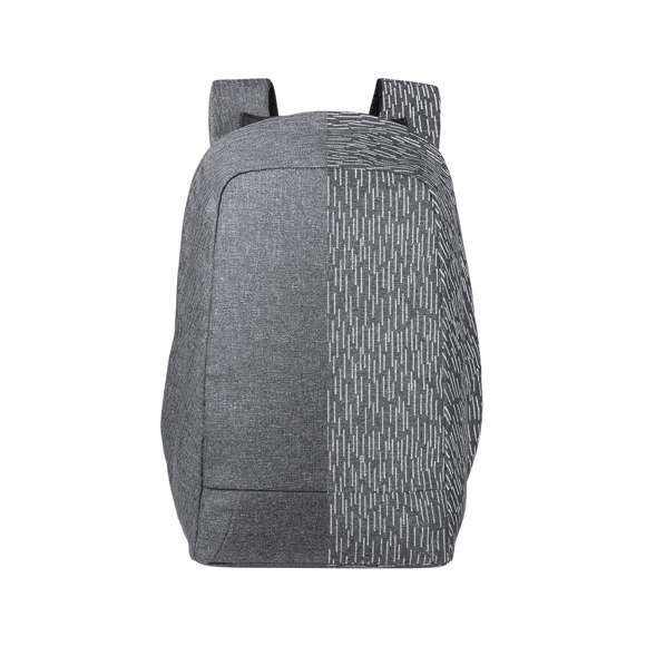 Mochila antirrobo reflectante de alta visibilidad, elaborada en resistente poliéster 600D de calidad premium y acabado en color gris. Fabricada empleando filamentos con gran capacidad para reflejar intensamente la luz, gracias a millones de pigmentos reflectantes y basándose en el principio de la retro-reflexión de la luz, una propiedad de visibilidad nocturna que consiste en la refracción de la luz hacia la fuente de origen de la misma. Resistente a salpicaduras de agua, con bolsillo antirrobo y accesorio para ajuste en trolley. Compartimentos interiores acolchados para ordenador portátil de hasta 15 pulgadas y tablets de hasta 12 pulgadas. Cintas de hombros y espalda acolchadas.