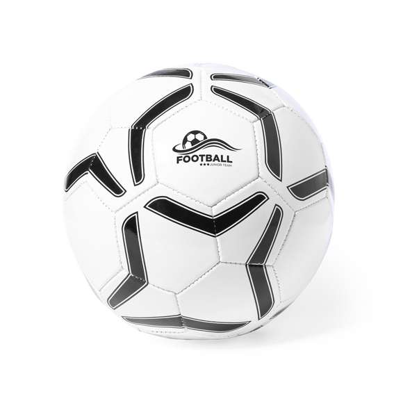 Balón de fútbol en suave polipiel, tamaño FIFA 5. De diseño bicolor y presentado en bolsa individual.