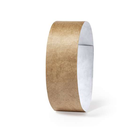 Pulsera para eventos de acabado nature. Fabricada en fibra sintética Tyvek®, que destaca especialmente por su resistencia, flexibilidad, durabilidad y facilidad para la impresión. Con cierre adhesivo, talla única para adulto. Resistente al agua. Presentada en plancha troquelada de 10 piezas con numeración individual.