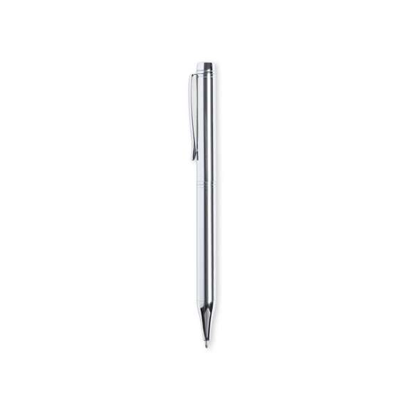 Bolígrafo de Antonio Miró fabricado en metal de acabado brillante, con logotipo de la marca en cuerpo y disponible en variada gama de colores. Con mecanismo giratorio y en tinta azul. Presentado en elegante y resistente caja individual negra con logotipo Antonio Miró y funda a juego.