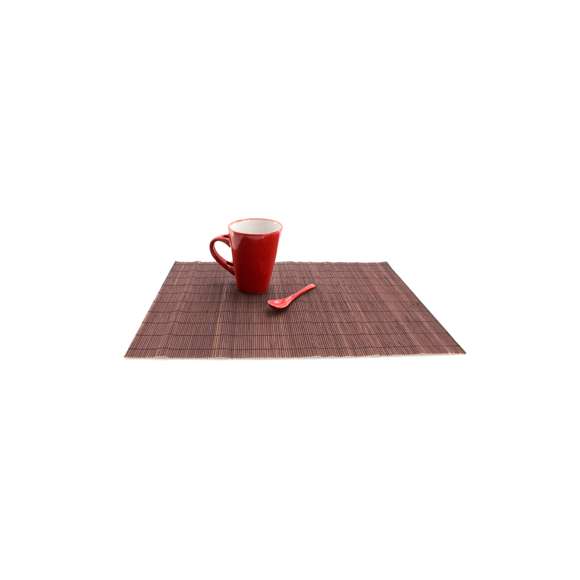 Salvamantel plegable de diseño rectangular en madera de bambú de variados colores. Con refuerzos en resistente hilo.