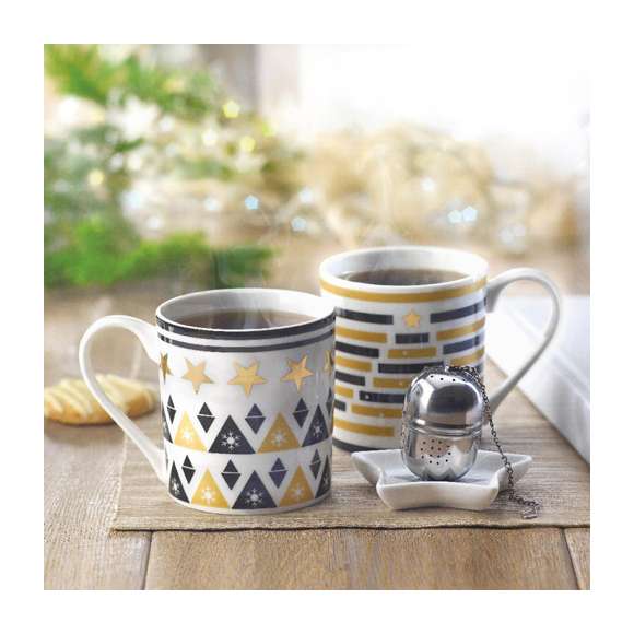 Taza, plato y filtro en caja