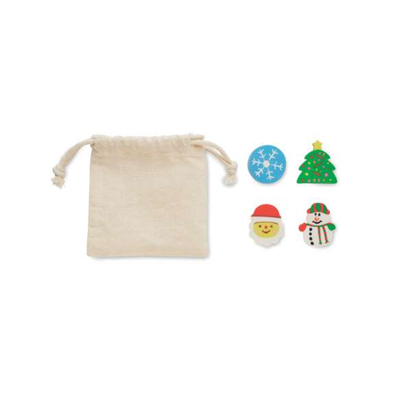 Juego  4 gomas forma Navidad