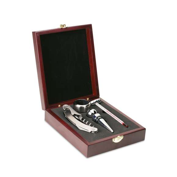 Set vino en caja de madera