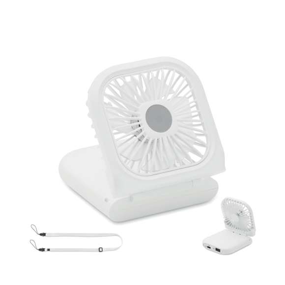 <p><span style="color: rgb(119,119,119);background-color: rgb(255,255,255);font-size: 13px;font-family: Open Sans", Arial, sans-serif;">Ventilador Portátil Plegable STANDFAN con correa ajustable para el cuello. 3 velocidades. También se puede utilizar como ventilador de escritorio cuando está plegado. Power bank con batería recargable de 3000 mAh. In/Output: Tipo-C &lt;(&gt;&amp;&lt;)&gt; output tipo A.</span>&nbsp;&nbsp;</p>