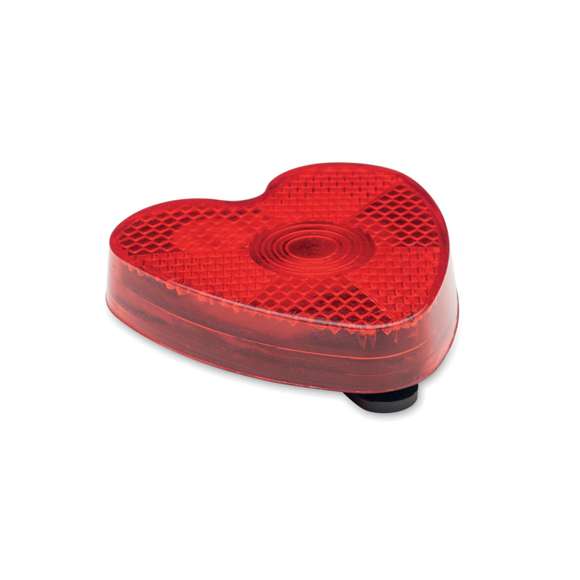 <p><span style="color: rgb(119,119,119);background-color: rgb(255,255,255);font-size: 13px;font-family: Open Sans", Arial, sans-serif;">Luz roja reflectora en forma de corazón en ABS con clip trasero. Incluye 2 pilas recambiables LR44.</span>&nbsp;</p>