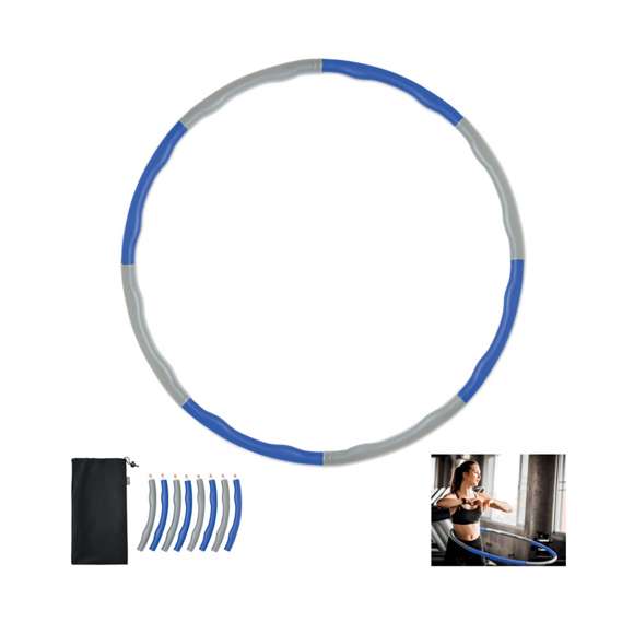<p><span style="color: rgb(119,119,119);background-color: rgb(255,255,255);font-size: 13px;font-family: Open Sans", Arial, sans-serif;">Hula Hoop desmontable y ajustable (850 gr) presentado en una bolsa de RPET.</span>&nbsp;</p>