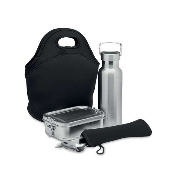 Set almuerzo en acero inox.