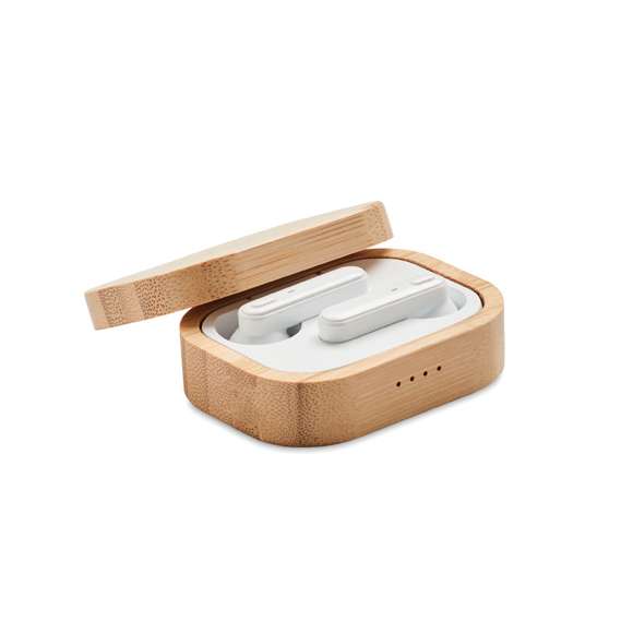 Auriculares TWS estuche bambú