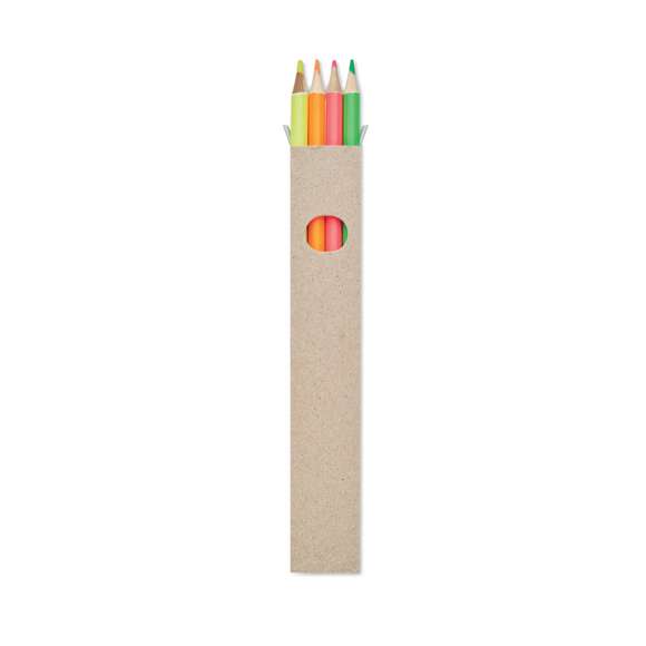 4 lápices de colores en caja