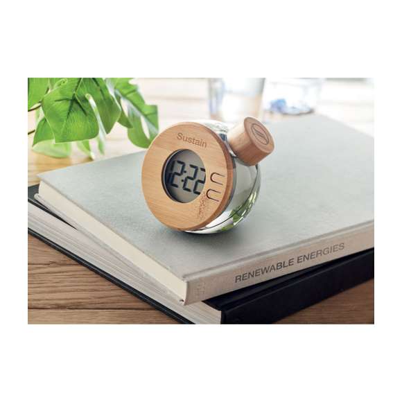 Reloj LCD de bambú por agua