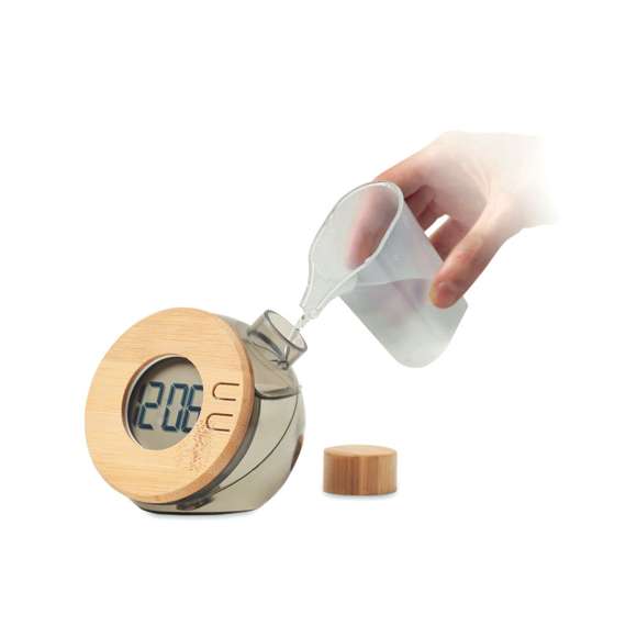 Reloj LCD de bambú por agua