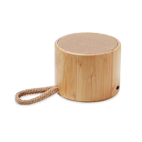 Altavoz inalámb. redondo bambú