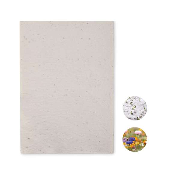 Hoja A4 de papel con semillas
