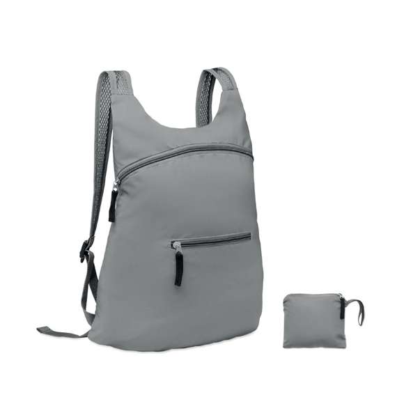 <p><span style="color: rgb(119,119,119);background-color: rgb(255,255,255);font-size: 13px;font-family: Open Sans", Arial, sans-serif;">Mochila deportiva plegable de poliéster 190T altamente reflectante con bolsillo frontal con cremallera. Tirantes ajustables y desmontables.</span>&nbsp;</p>
