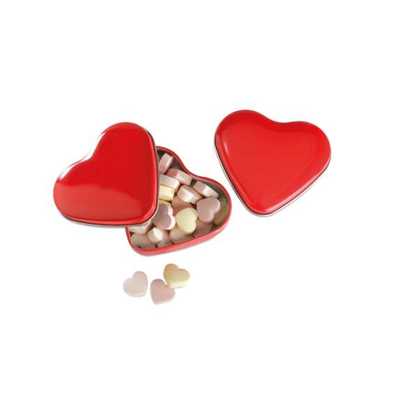 Caja corazón con caramelos