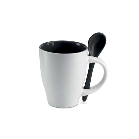 Taza bicolor con cuchara 250 ml