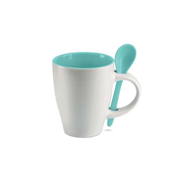 Taza bicolor con cuchara 250 ml