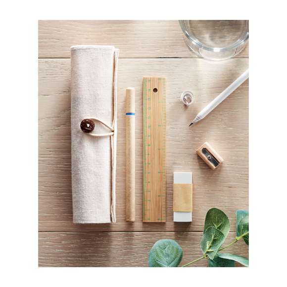 Set papeleria en bolsa algodón