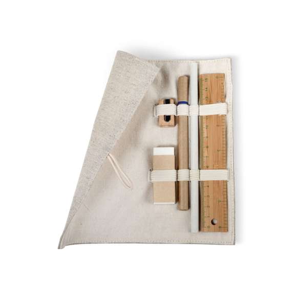 Set papeleria en bolsa algodón