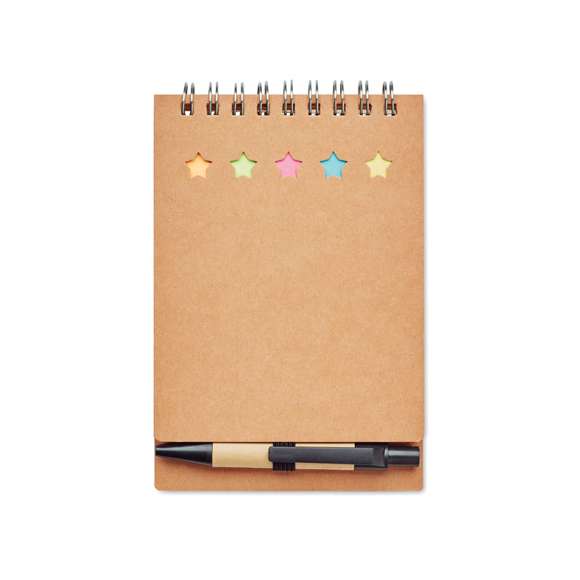 Libreta con bolígrafo y marcad