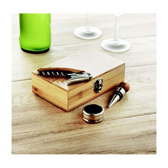 Set de vino en caja de bambú